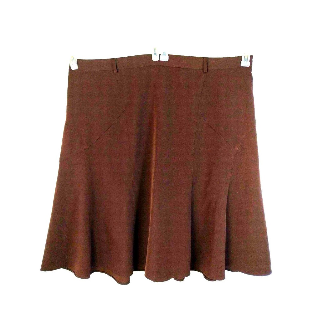 East5th Skirt Women's 24W Stretch Flare Side Zip Comfort Easy Care Brown career